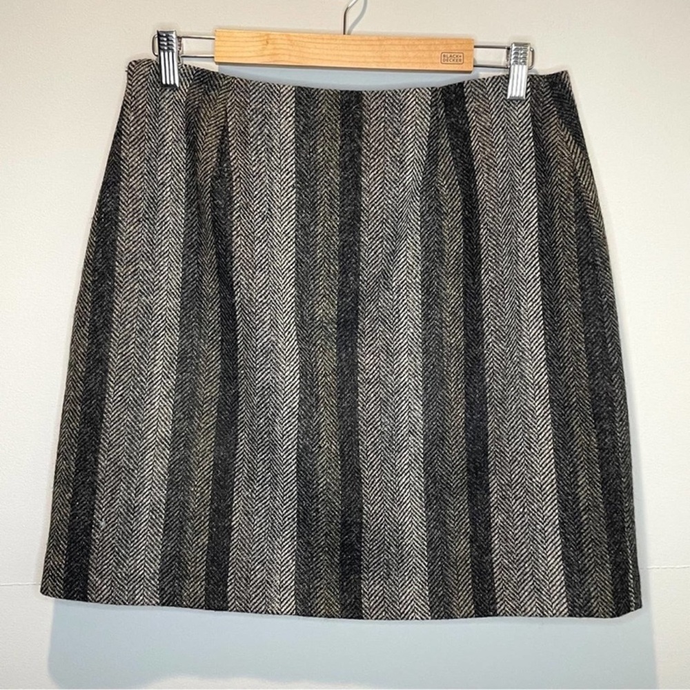 Boden Black and Gray Striped Tweed Skirt